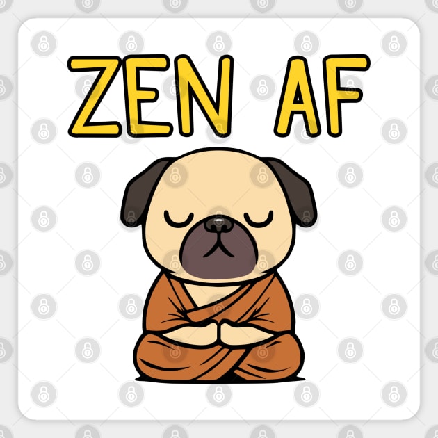 Cute Zen AF Meditating Cartoon Monk Pug Dog Magnet by Elvdant